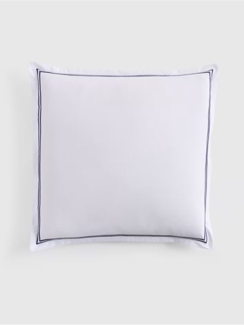 NWOT Quince Organic Crisp Percale  Euro Sham White w/Navy Double-Needle Border!